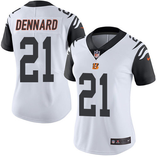 Women's Limited Darqueze Dennard Nike Jersey White - #21 Rush NFL Cincinnati Bengals